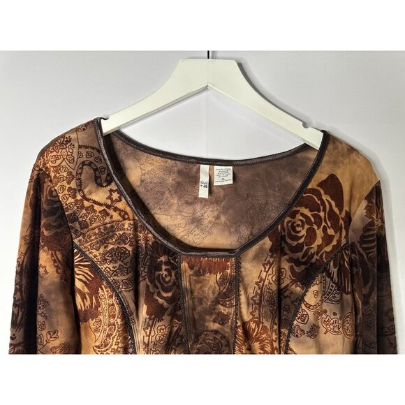 Sami and Jo Corset Top Size XL Brown Fairy Grunge goblincore Velvet Burnout Mesh - Picture 2 of 12